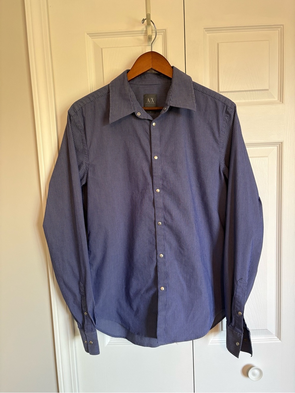 Armani Exchange A|X Men's M Purple/Blue Striped Button Down Shirt Made in HK